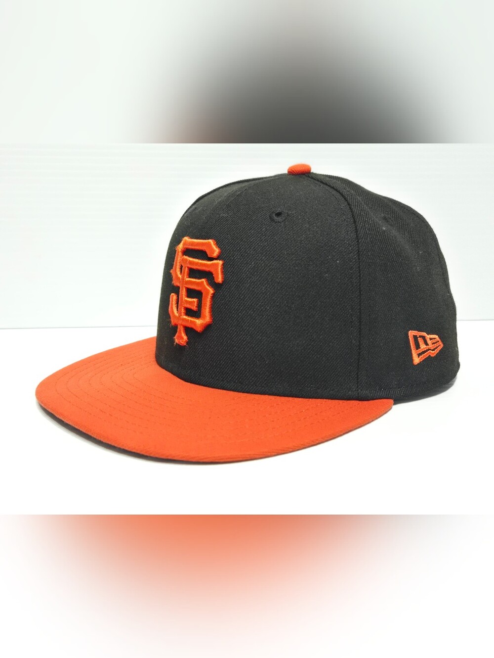 New Era Mens Black and Orange SF Fitted Snapback Hat Size 7 1/2
